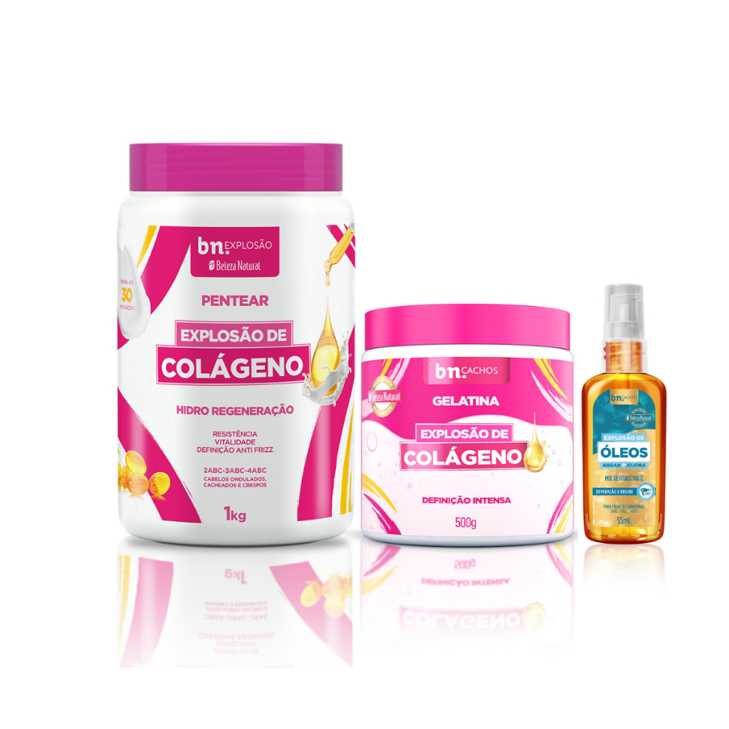 Creme de Pentear, Gelatina Explosão de Colágeno, Óleo de Jojoba e Argan 55ml – Beleza Natural em Oferta na Shopee