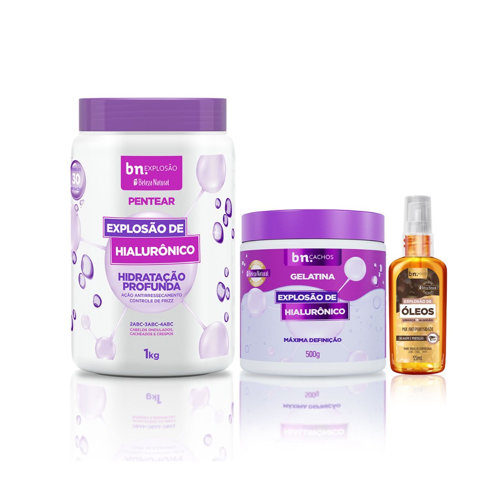 Creme de Pentear, Gelatina Explosão de Hialurônico, Óleo de Linhaça e Algodão 55ml – Beleza Natural em Oferta na Shopee