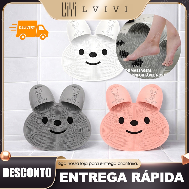 Tapete de banheiro antiderrapante para uso doméstico com massageador e função de limpeza dos pés