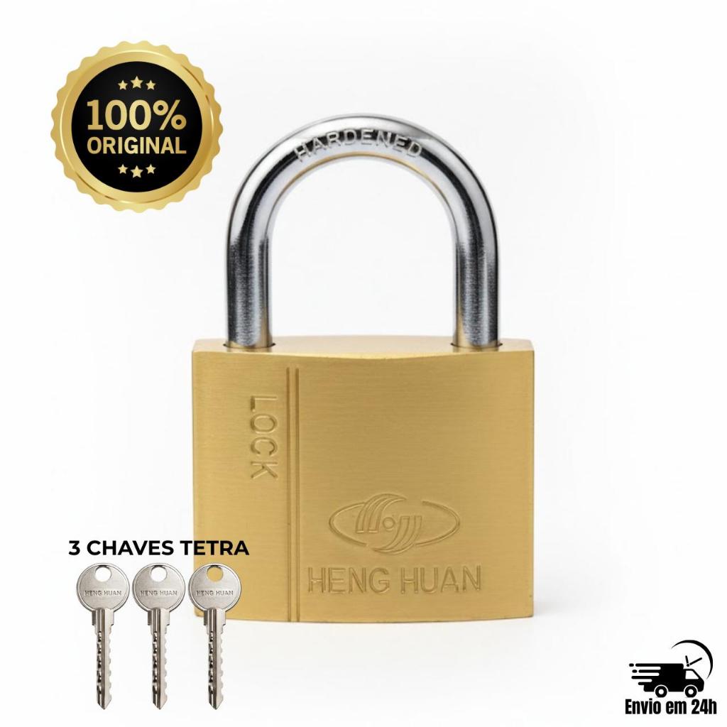Cadeado Inviolável Heng Huan Chave Tetra - Proteção Total Anti-Micha para Portão Varias Medidas