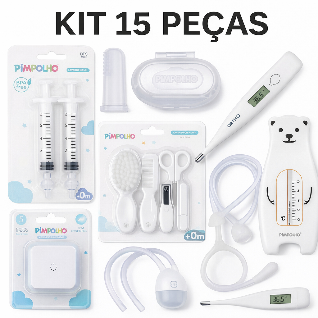 Kit Higiene Bebê Completo 15 Itens Essenciais Pimpolho | Prático e Seguro