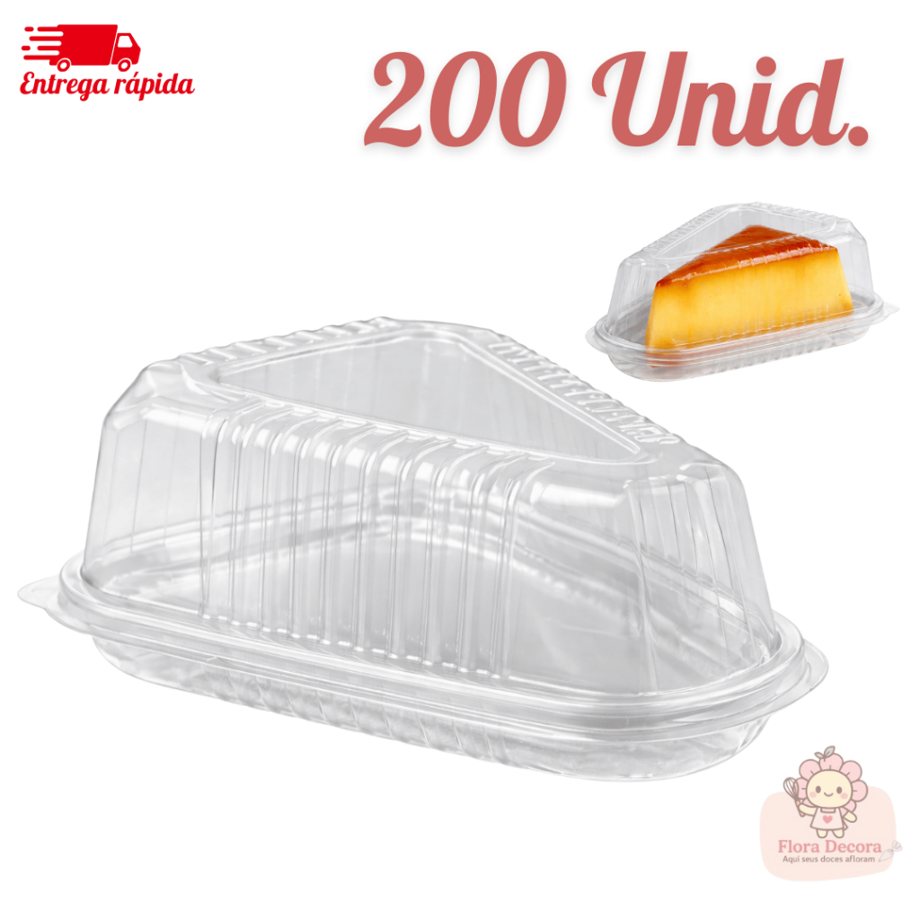 Kit 200 Embalagem Triangular Plástica Transparente Fatia de Bolo Com Tampa em Oferta na Shopee