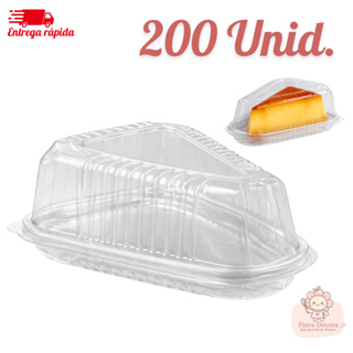 Kit 200 Embalagem Triangular Plástica Transparente Fatia de Bolo Com Tampa em Oferta na Shopee