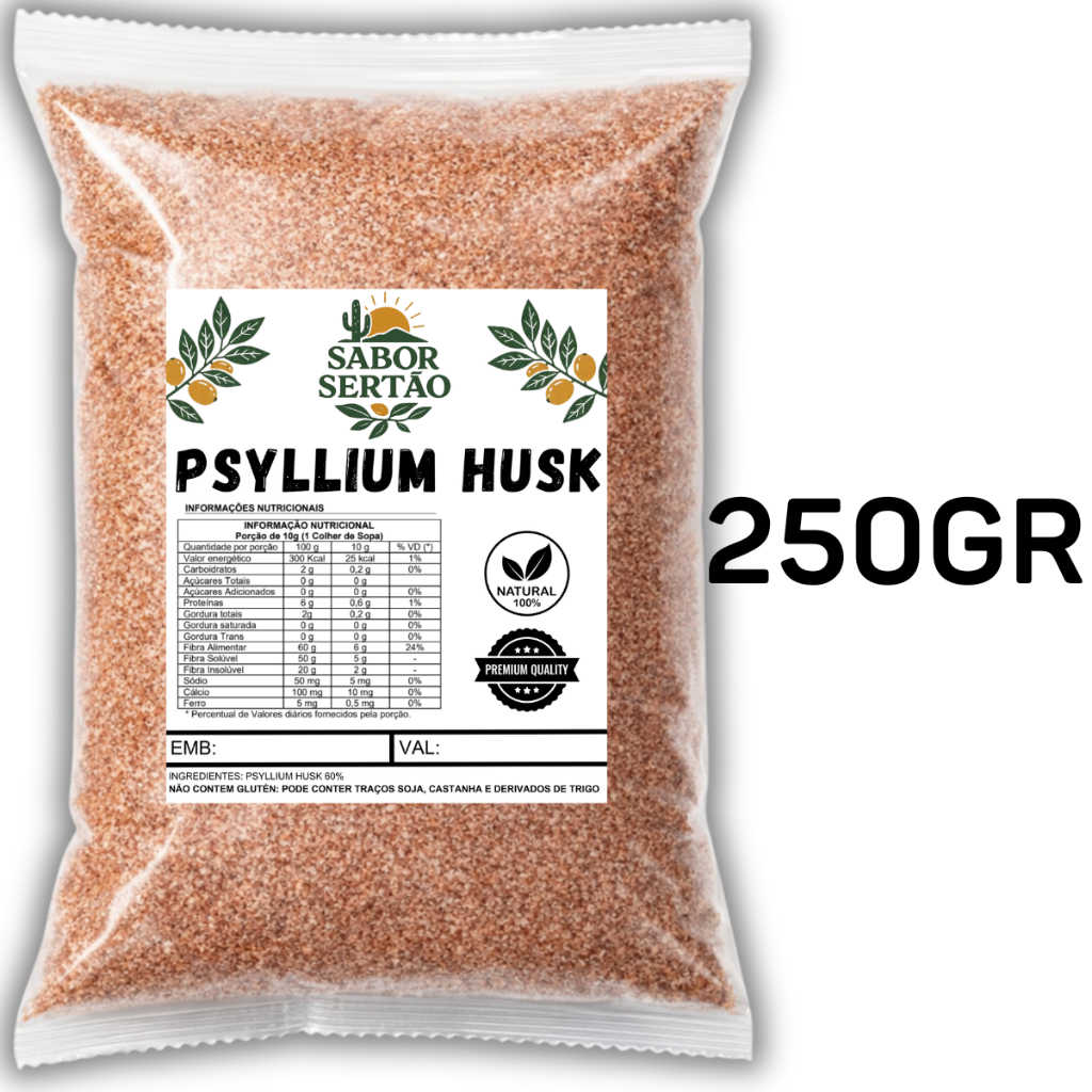 Psyllium Husk 100% Natural Rico Em Fibras 250GR em Oferta na Shopee