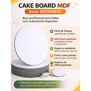 Kit 10 und Cake Board Tabuleiro Mdf 3mm Redondo Base Para Bolo Cake Board