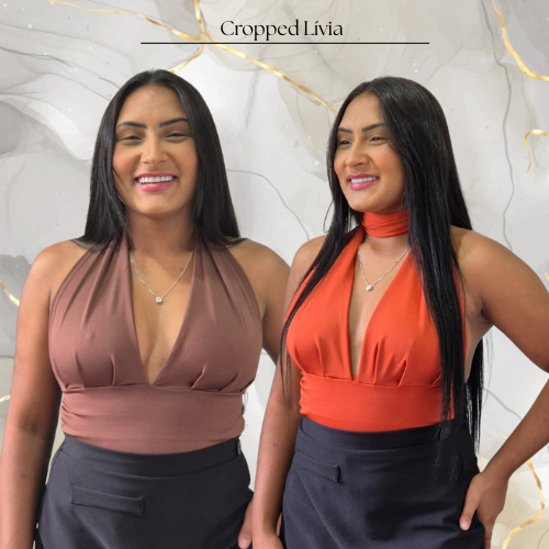 Cropped Top Blusa Livia Com Bojo Amarração Moda Gringa Cores Suplex Feminina