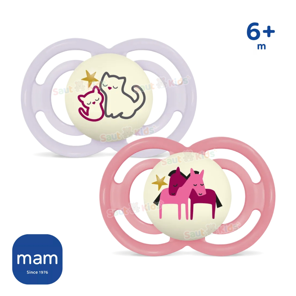 Chupeta MAM Perfect Night 6+ M Brilha Escuro Meninas Rosa em Oferta na Shopee