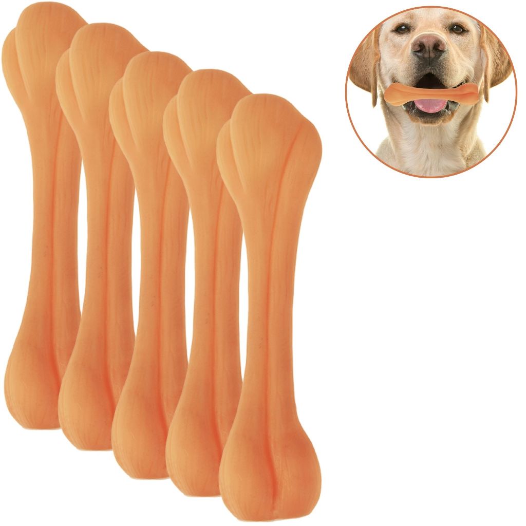 Kit 5 Osso de Borracha C/Apito Brinquedo Mordedor Ossinho Cachorro Pet em Oferta na Shopee