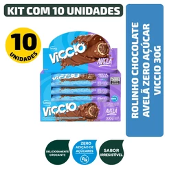 Rolinho Chocolate Avelã Zero Açúcar Viccio 30G - Kit 10 Unidades