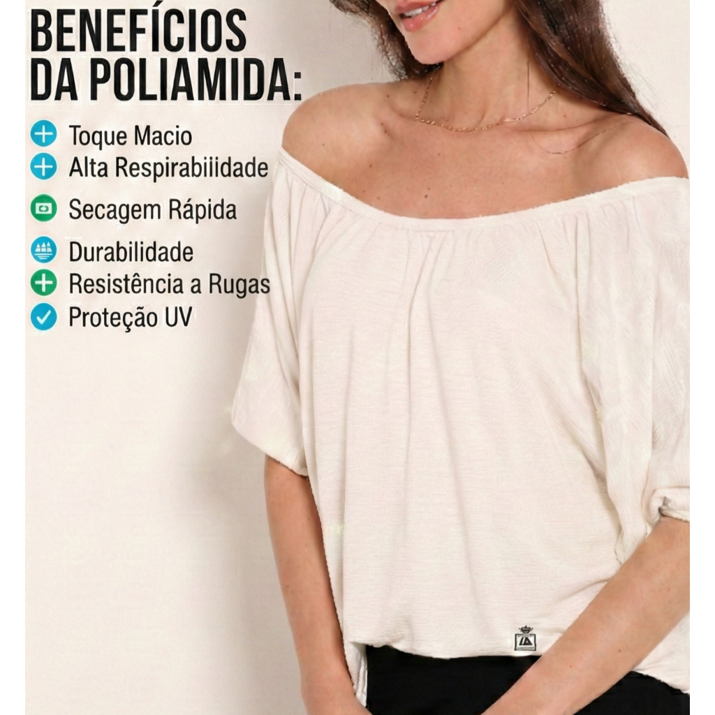 Blusa Ciganinha Feminina Poliamida Manga Morcego Blusinha Luxo Toque Macio Elega