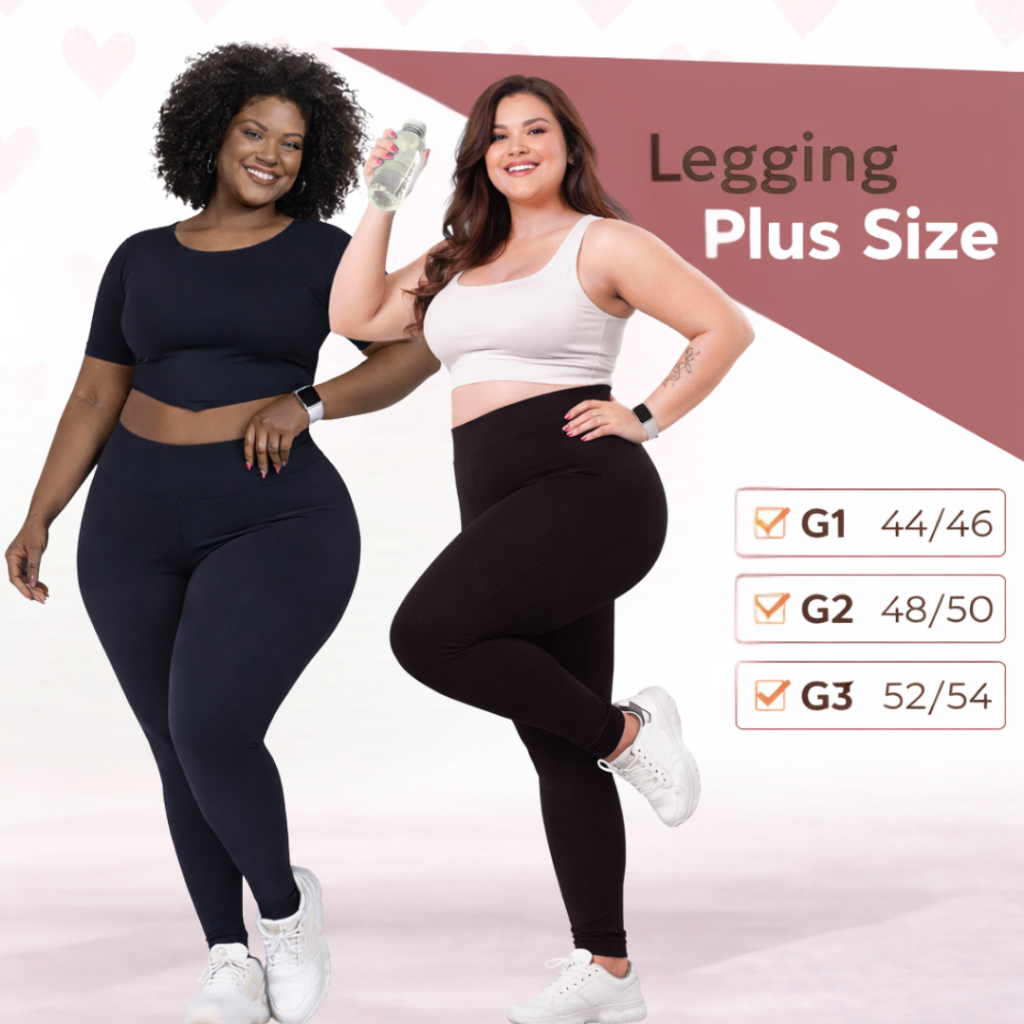 Calça Legging Plus Size Feminina Cintura Alta Leg Suplex Grossa Academia Levanta Bumbum Fitness