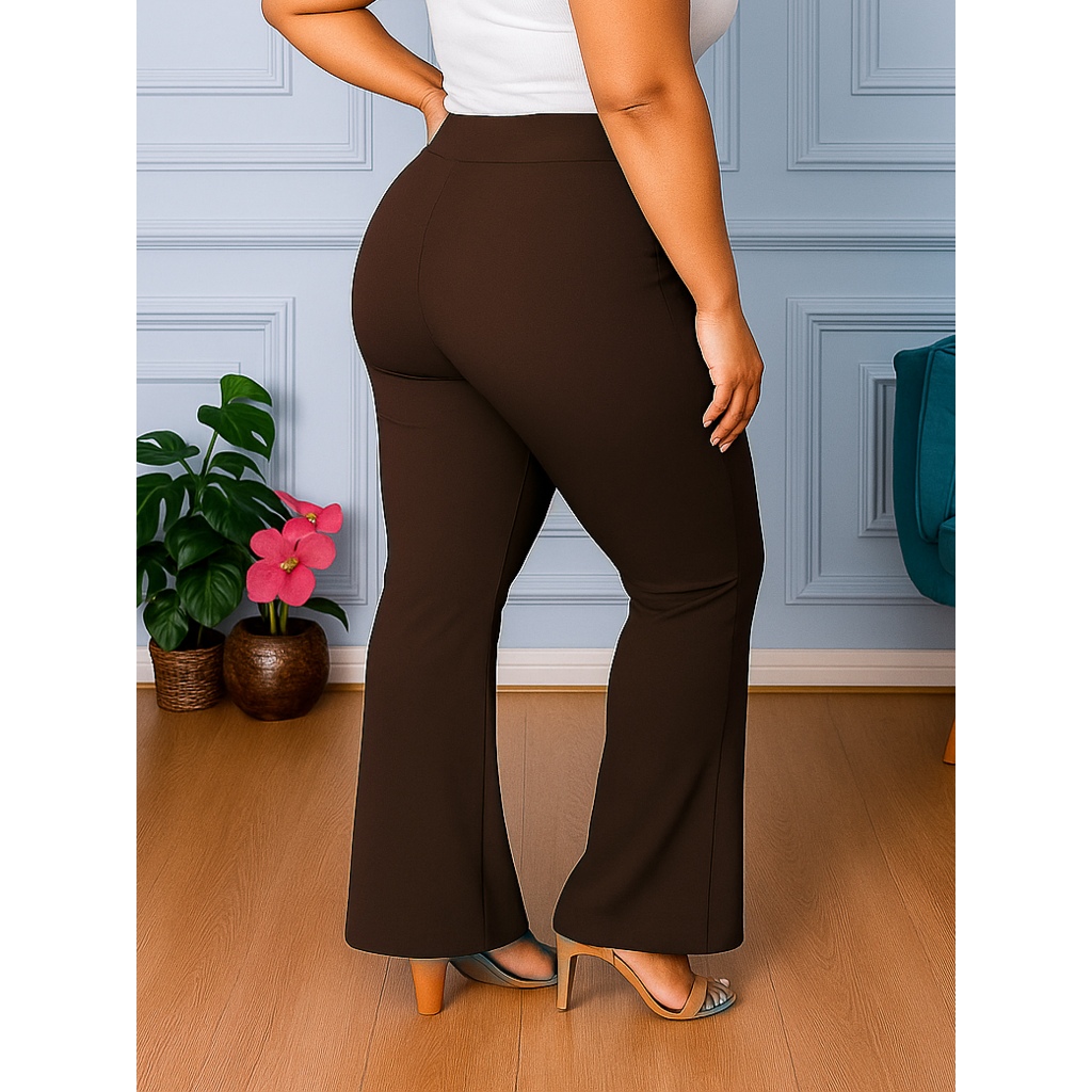 Calça Legging Leg Flare Bailarina Boca De Sino Plus Size em Oferta na Shopee