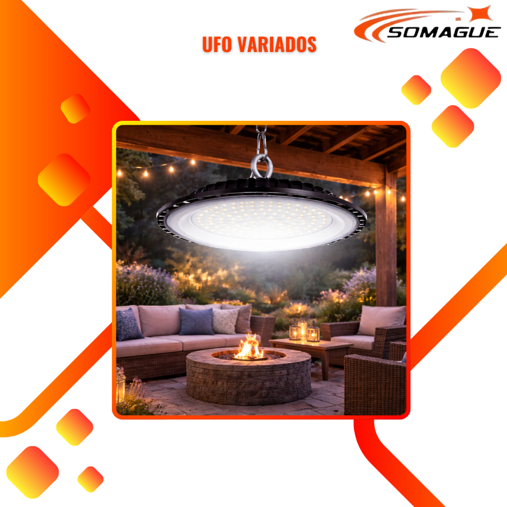 Luminária Super Led UFO 100W 150W 200W 300W Highbay Galpão Bivolt Frio 6500k Cor Preto Bivolt