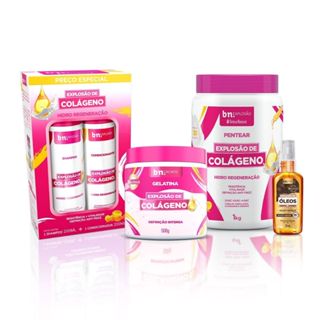 Kit Beleza Natural Trio Colágeno + Óleo Capilar Linhaça e Algodão 55ml bn.Cachos em Oferta na Shopee