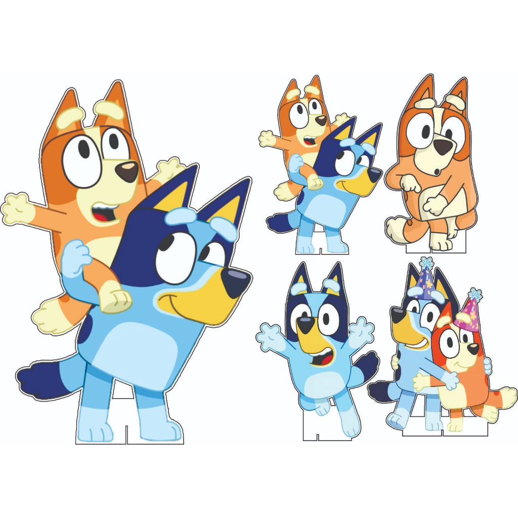 Display Bluey e Bing Kit com 1 peça de 60 cm + 4 peças de 29,5 cm