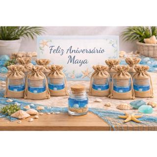 10 Mini Velas " Oceano Fundo do Mar "  c/ Saquinho de Juta p/  Lembrancinha Aniversário Brindes em Oferta na Shopee