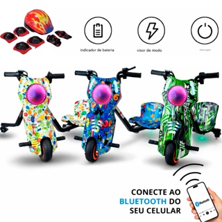 Triciclo Elétrico Infantil Drift 6' Polegadas Drifting Com Luz LED Bluetooth Som MP3 em Oferta na Shopee