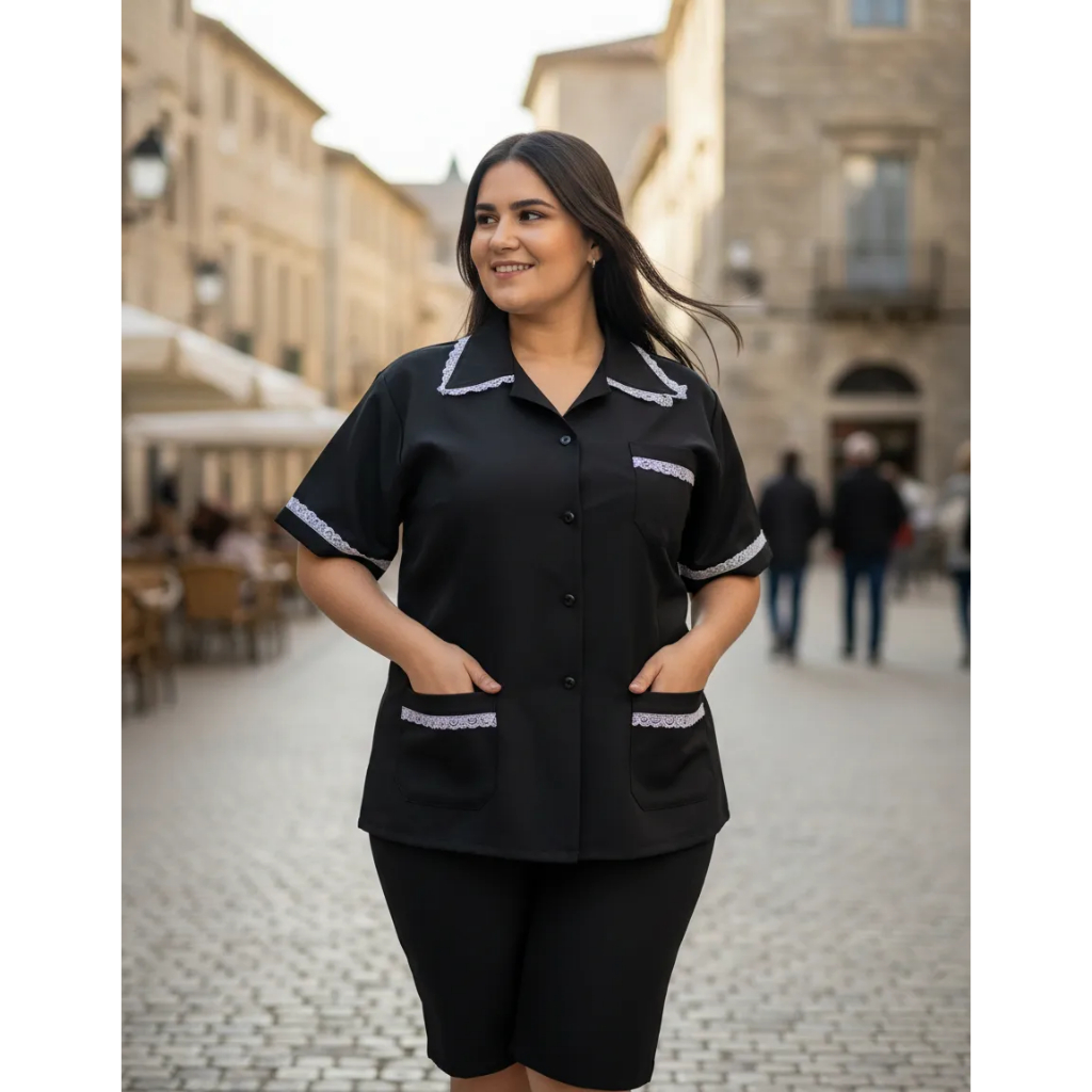 Uniforme de Trabalho Modelagem Ampla Tamanhos Especiais Plus Size Doméstica Copeira Serviços Gerais