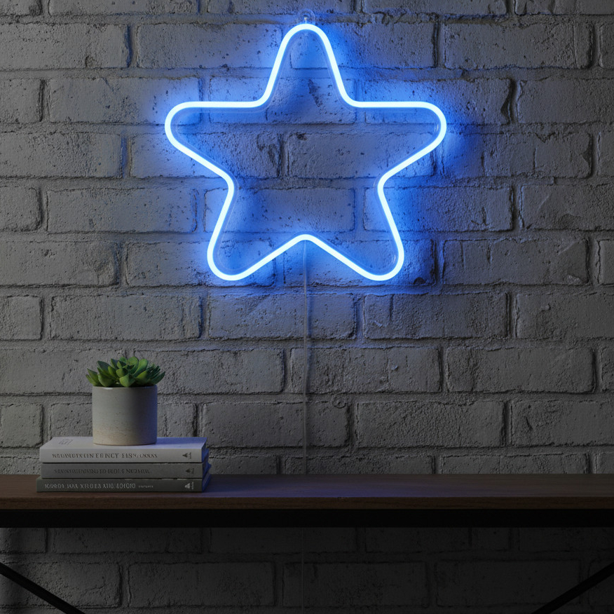Letreiro Neon LED Estrela Luminoso Decoração Quarto Infantil