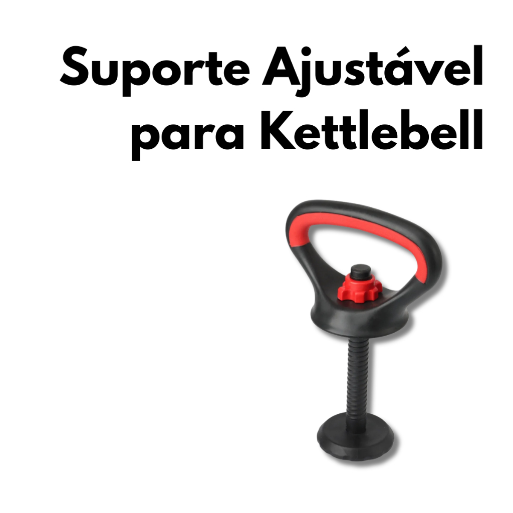 Suporte Ajustável para Kettlebell com Alça e Base Rosca Musculação Treino Funcional Academia Equipamento Fitness