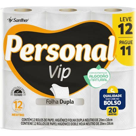 PAPEL HIGIÊNICO PERSONAL VIP 20M  C/12 UNIDADES