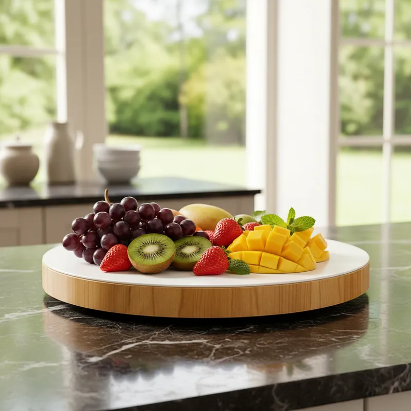 Centro De Mesa Giratório Off White 50cm Com Tampo De Vidro Base Giratória Suave Suporta Até 15kg em Oferta na Shopee
