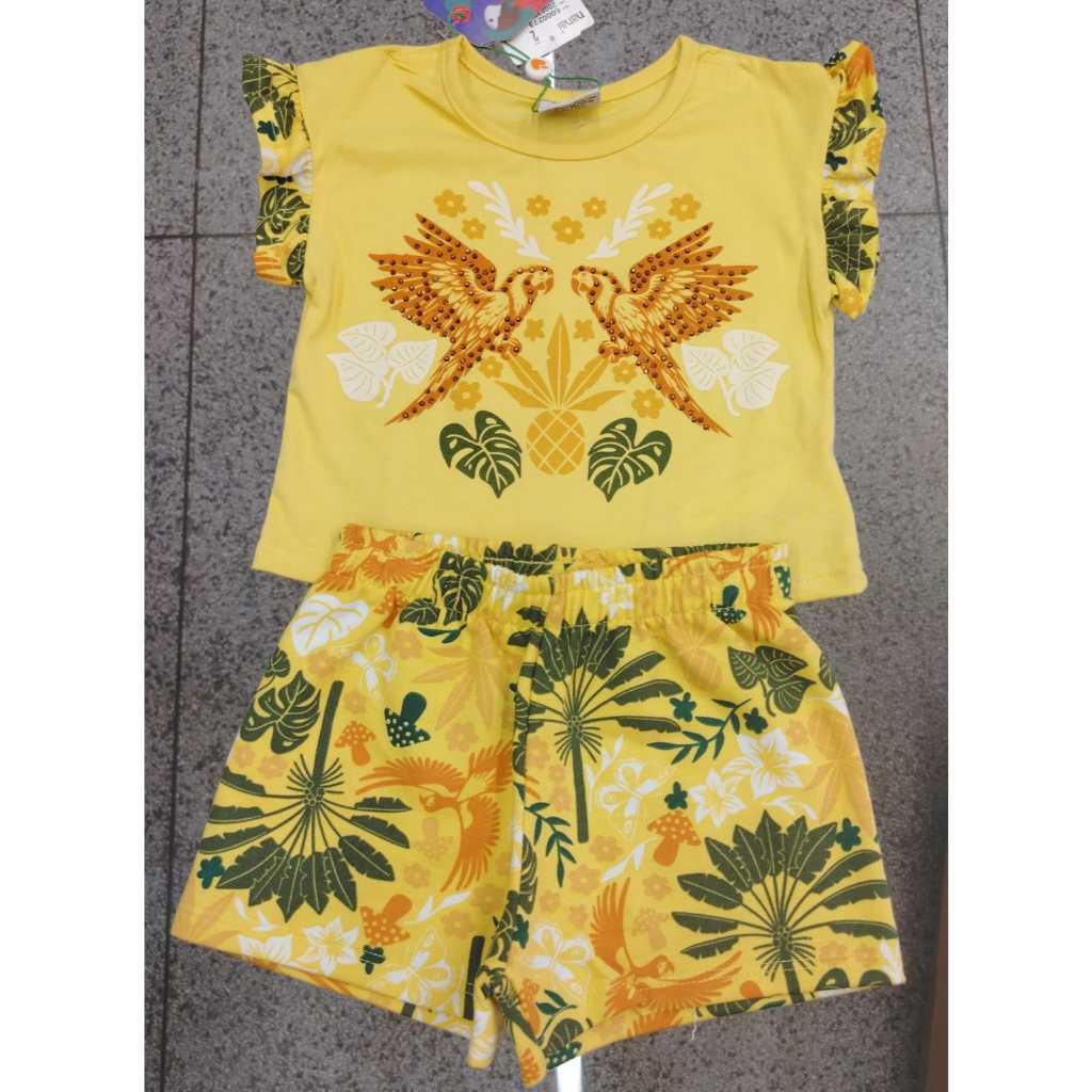 Conjunto Infantil Menina Nanai Blusa E Short Estampado Tropical Estiloso