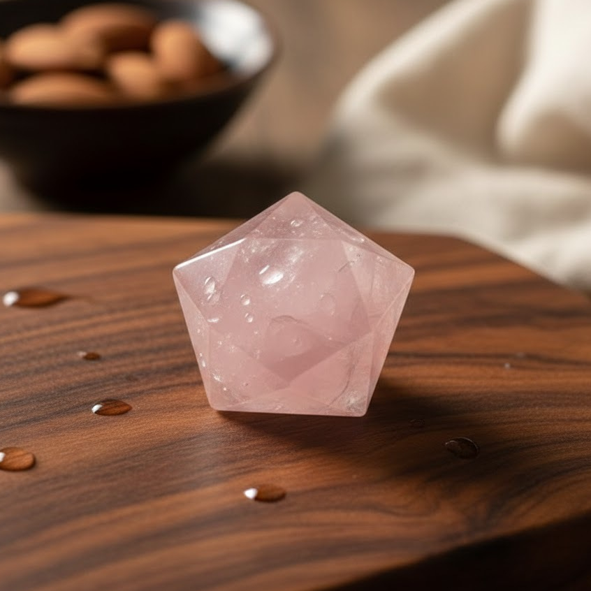 Estrela de Davi 5 Pontas em Quartzo Rosa Natural | Pedra Lapidada 2,5cm