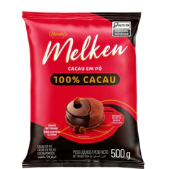 Cacau em Pó Alcalino Melken 100% Cacau 500g Harald