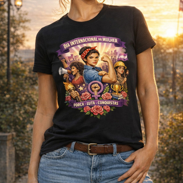 Camiseta Feminina Dia Internacional Das Mulheres T-Shit Força Luta Conquistas Camisa 100% Algodão