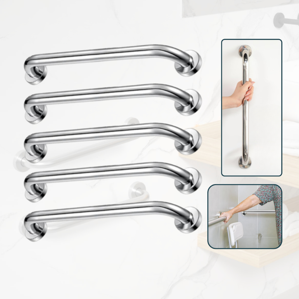 Barra De Acessibilidade 60cm Apoio Corrimão 5un Aço Inox Suporte Para Banheiro