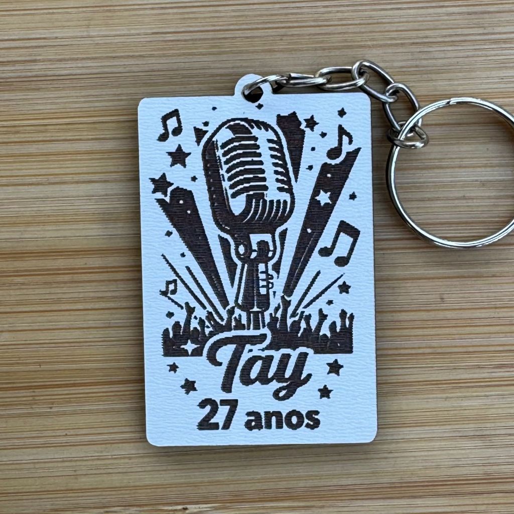 Kit Chaveiros Personalizados MDF Karaokê / Flashback – Lembrança de Aniversário Musical Personalizado MDF