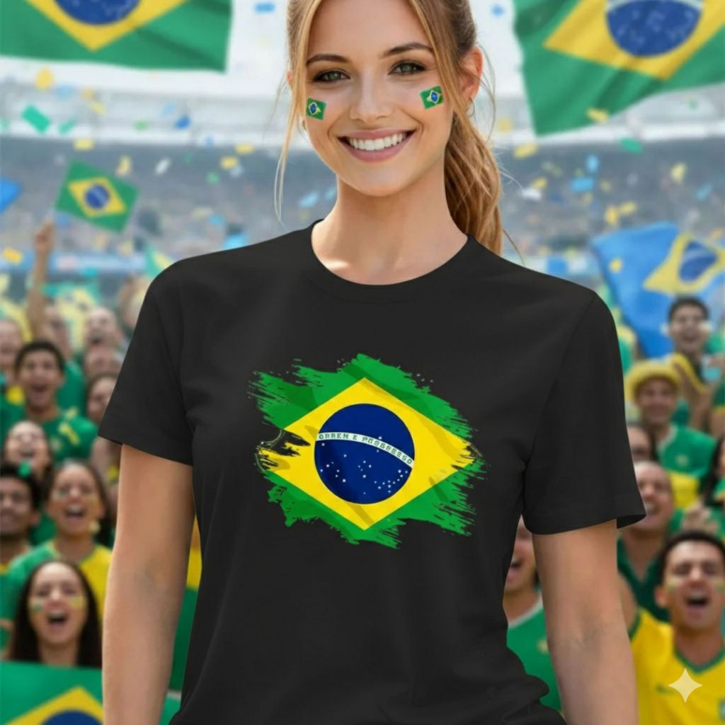 Camiseta Feminina T-shirt Time Torcedor Brasileiro Blusa Seleção Brasileira