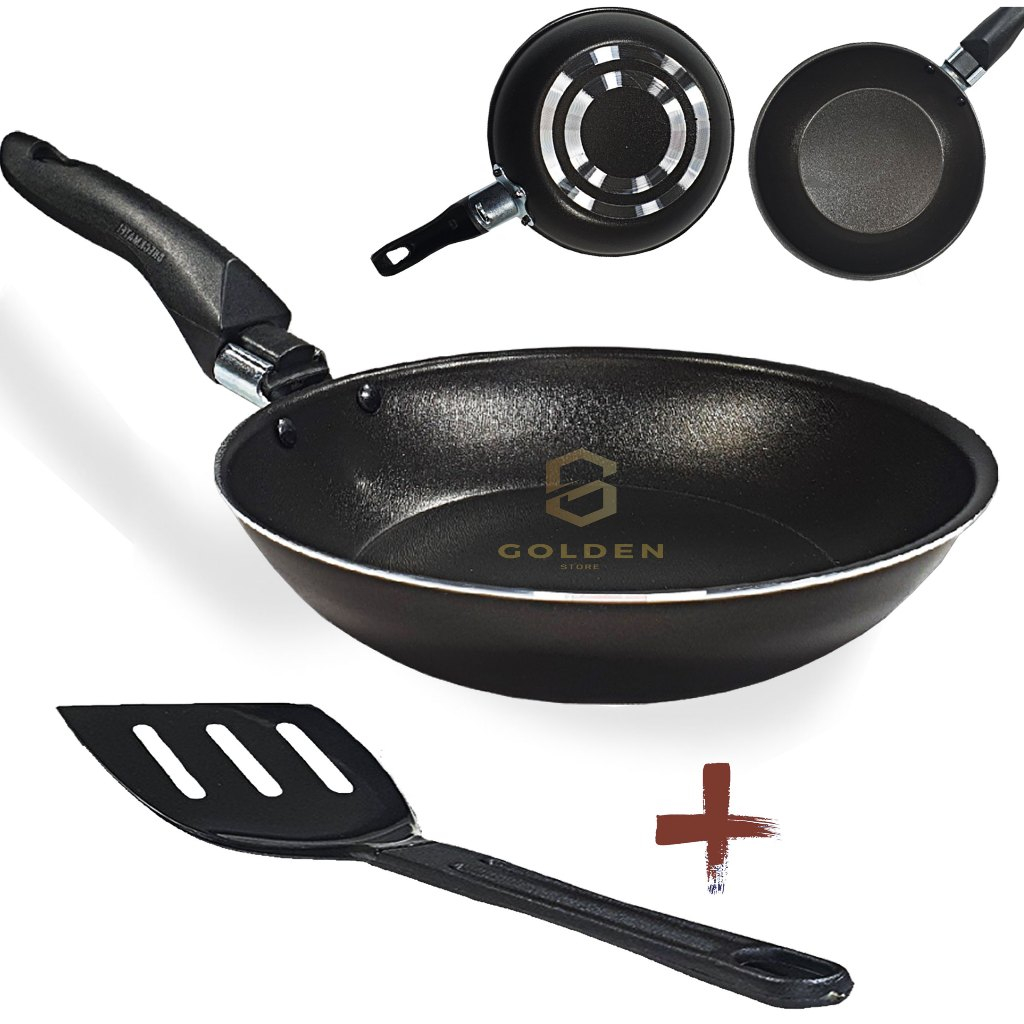 Frigideira Francesa 18 cm Antiaderente Teflon Cor Preto Grafite Não Gruda com Espátula Nylon