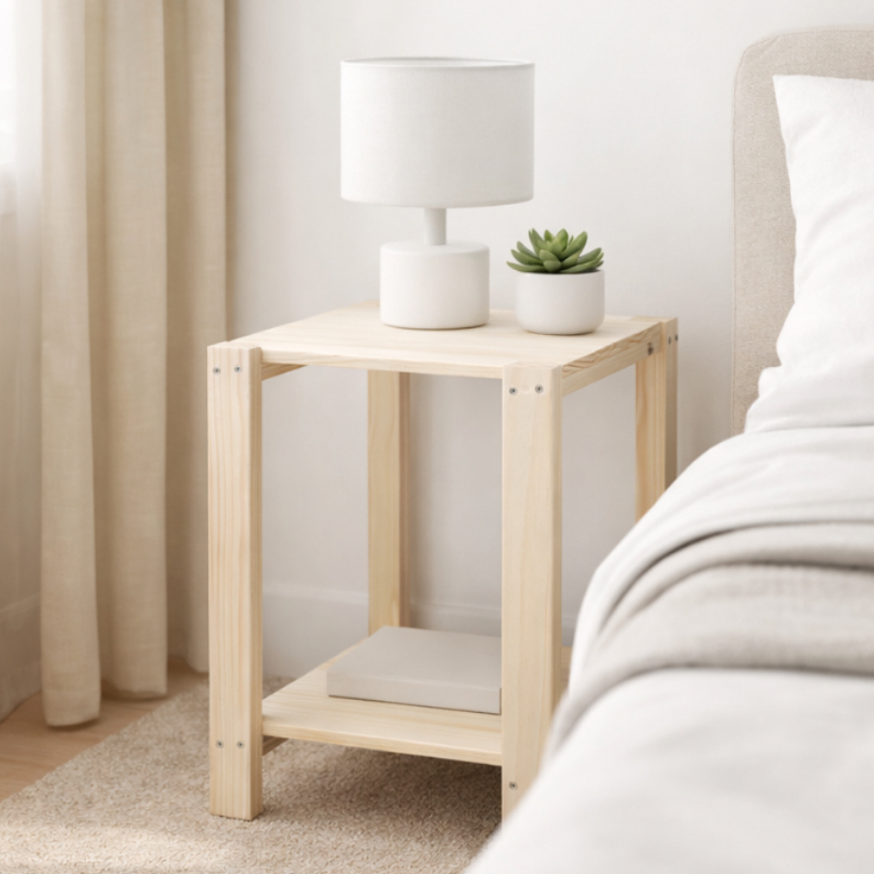 Mesa de Cabeceira Quarto Cama Madeira Nicho 2 Partes em Oferta na Shopee