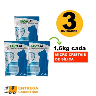 Kit 3 Areias EasyCat Sílica Fina Gato Premium Tipo Chalesco 1,6kg em Oferta na Shopee