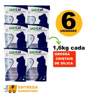 Kit Com 6 Areia Sílica Grossa EasyCat Para Gatos Tipo Chalesco- 1,6Kg em Oferta na Shopee