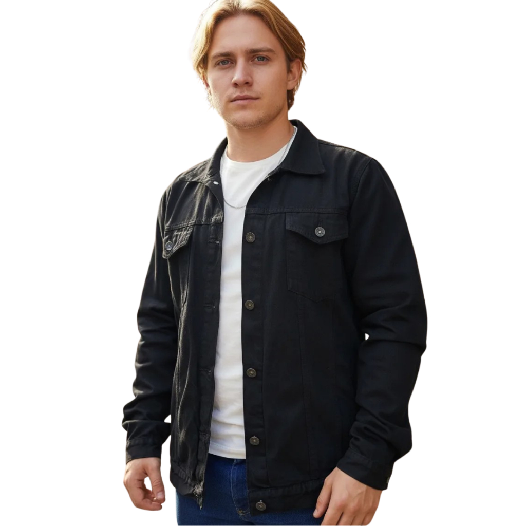Jaqueta Masculina Preta Jeans Casual Escolar Jovem Moderno Atemporal Estilo Moda Premium Top