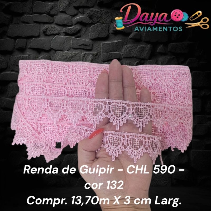 Renda de Guipir - CHL 590 - cor 132 Compr. 13,70m X 3 cm Larg.