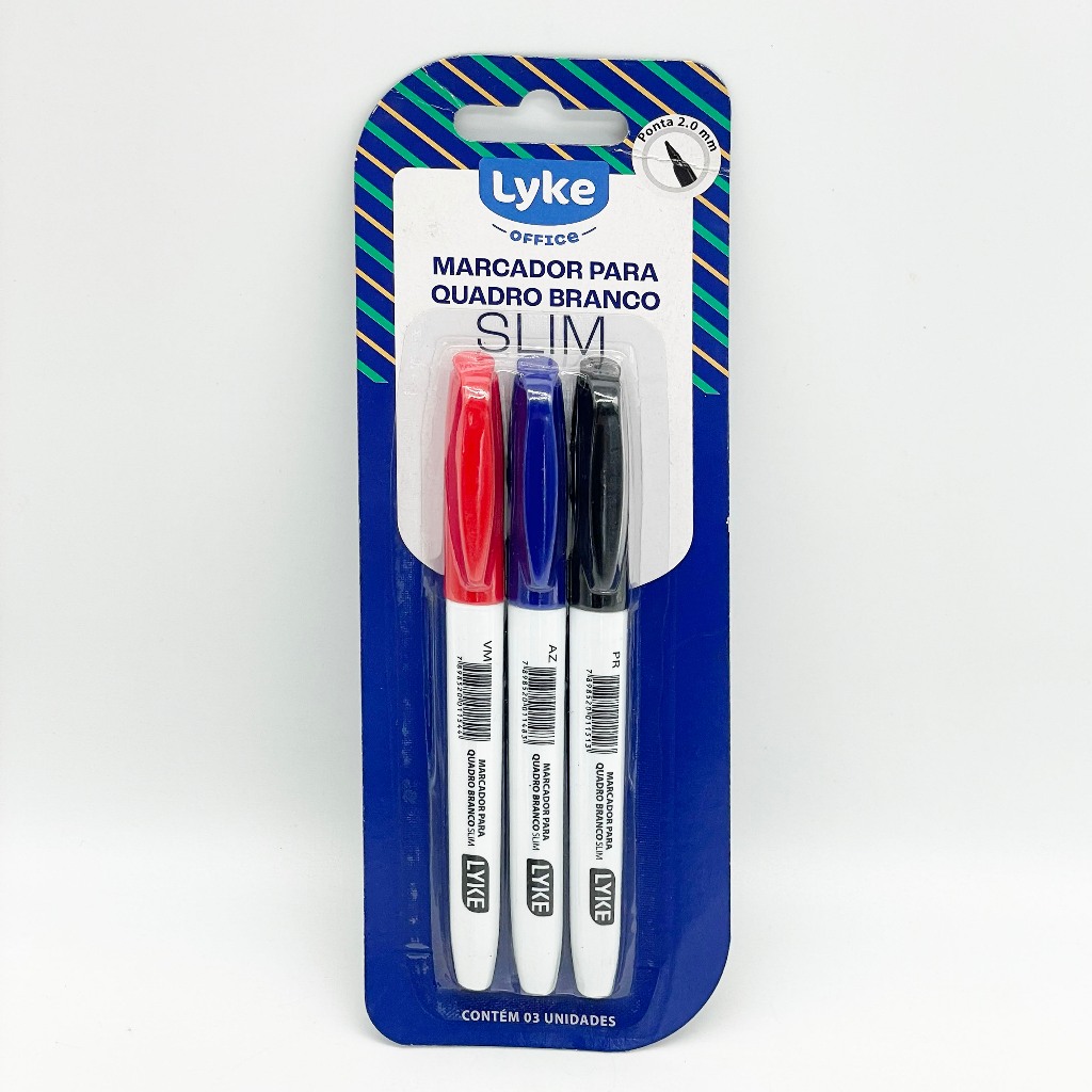🖊️ Marcador para Quadro Branco Slim – Blister com 3 Unidades em Oferta na Shopee