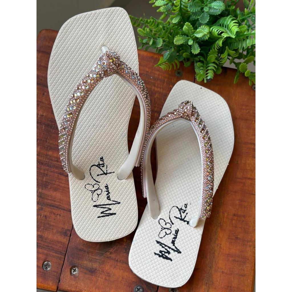 Chinelo De Dedo Feminino Adulto Com Correia de Strass Bico Quadrado G MR em Oferta na Shopee