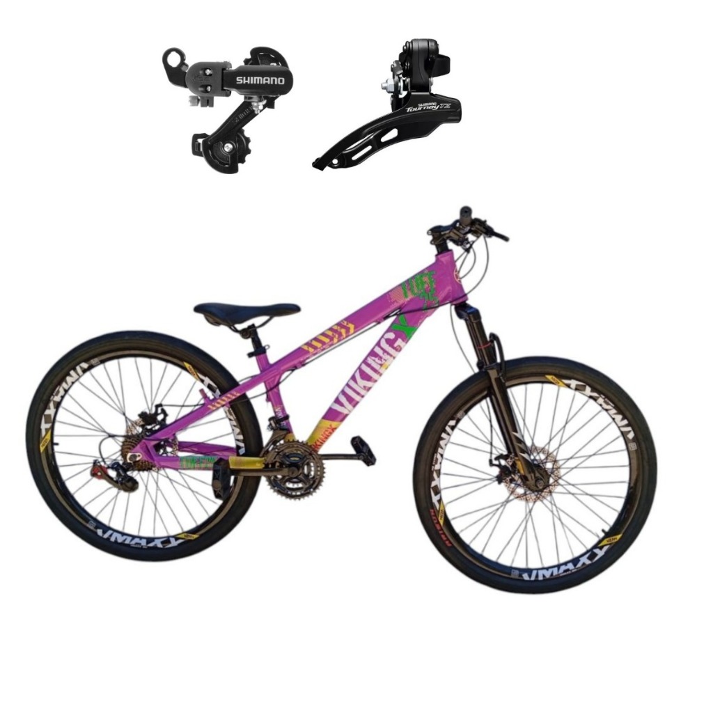 Bicicleta Viking A-26 Tuff 25 21 Velocidades Shimano Freio a Disco Mecânico Urbana e Trilha