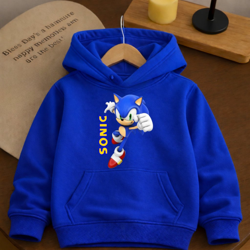 Moletom Canguru Infantil Sonic Shadow Tails Amy Rose Com Capuz Estampado Quentinho e Confortável