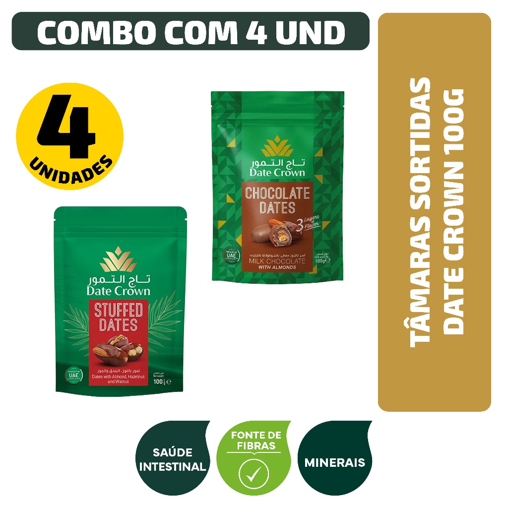 Combo Tâmaras Sortidas Date Crown 100g - 4 Unidades em Oferta na Shopee