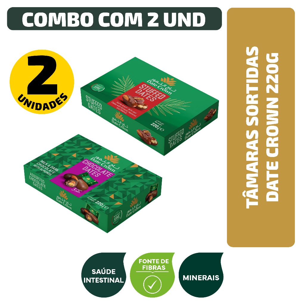 Combo Tâmaras Sortidas Date Crown 220g - 2 Unidades em Oferta na Shopee