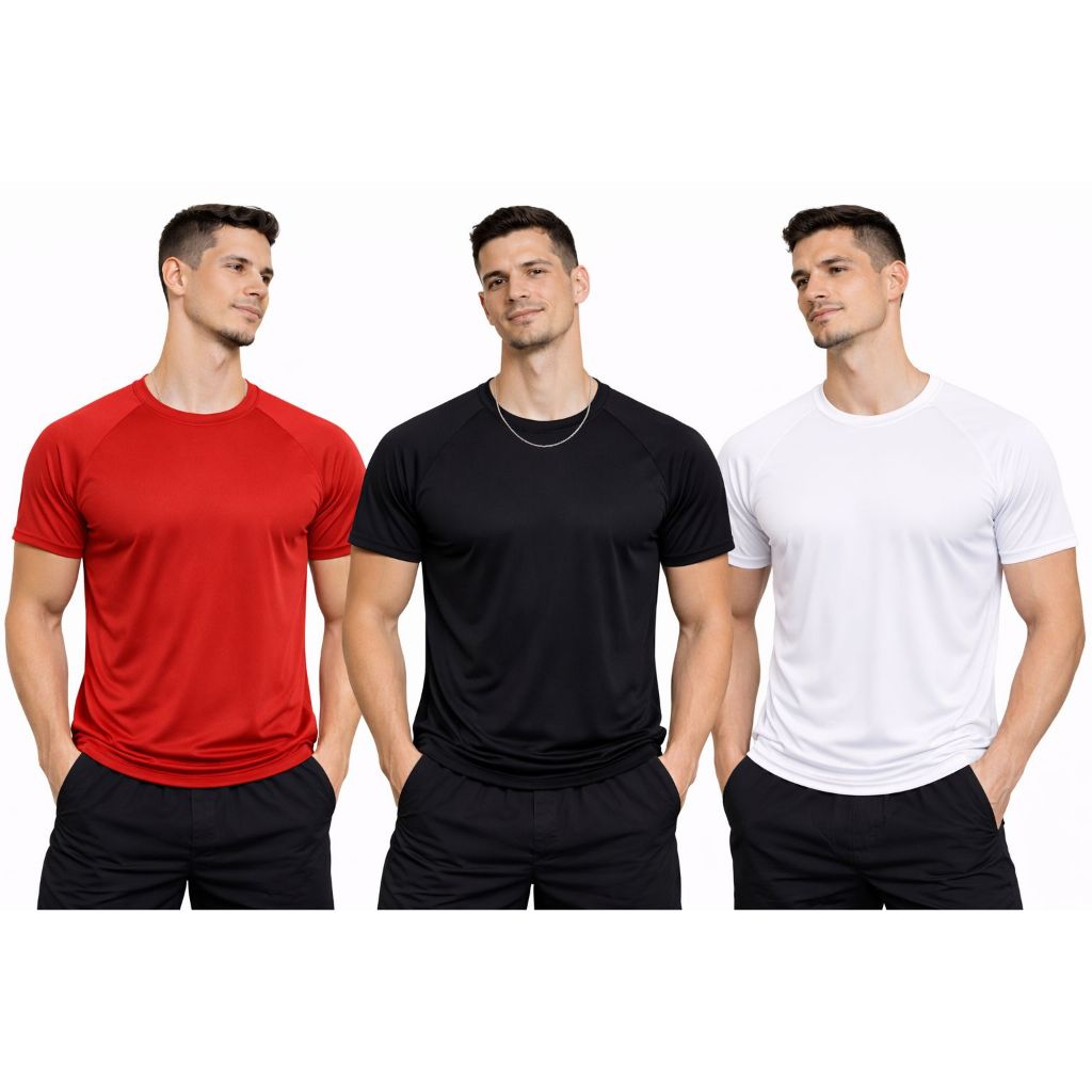 Kit 3 Camisetas Dry Fit Masculina Academia Fitness Esportiva Promoção
