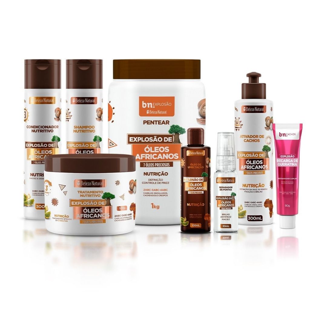 Kit Beleza Natural Linha Óleos Africanos + Recarga de Queratina em Oferta na Shopee