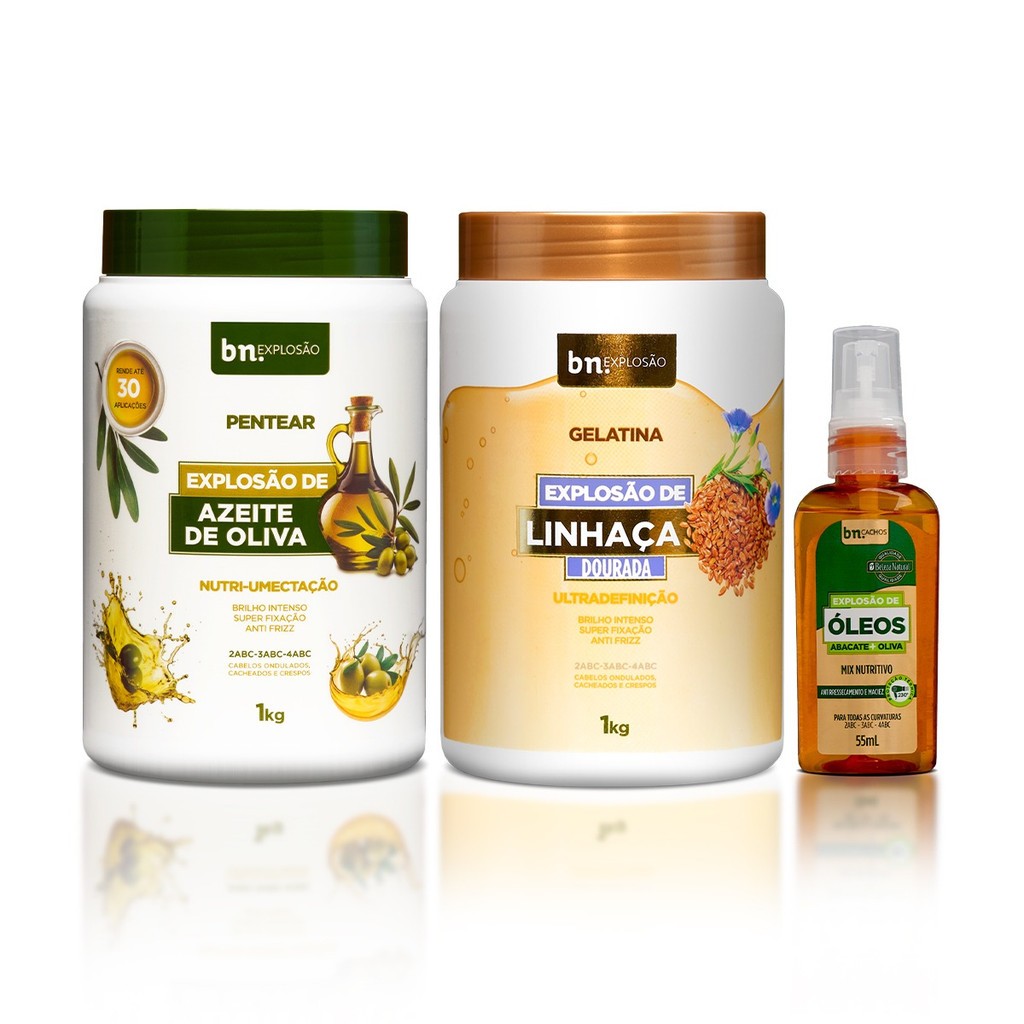 Kit Finalizador Oliva + Linhaça + Óleo de Abacate bn.Cachos em Oferta na Shopee