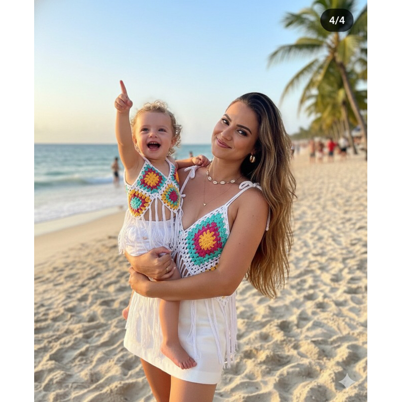 Top Mãe e Filha de Crochê( Duas peças)