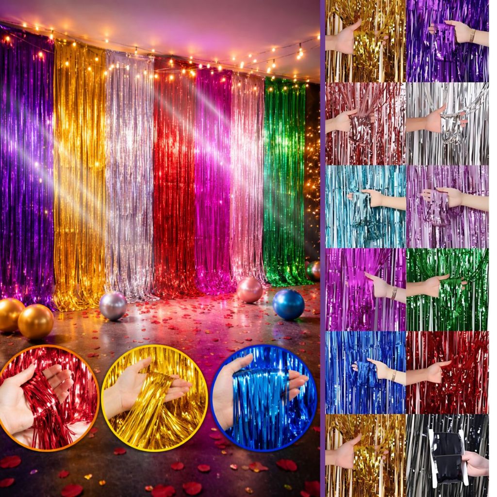Cortina Metalizada Decoração 2M X 1M Painel Decoração Festa Enfeite em Oferta na Shopee